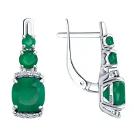 Серьги из серебра с агатами и фианитами Серьги из серебра с агатами и фианитами