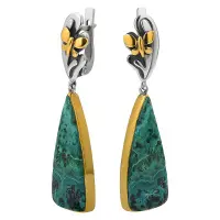 Серьги из серебра с хризоколлом Серьги из серебра с хризоколлом