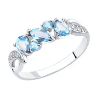 Серебряное кольцо с топазом и фианитами Серебряное кольцо с топазом и фианитами