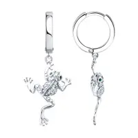Серьги из серебра с фианитами «Лягушка»