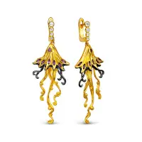 Серьги из серебра с аметистом в позолоте «Медуза»