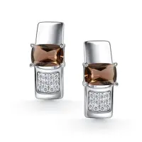 Серьги из серебра с раухтопазом и фианитами