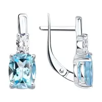 Серьги из серебра с топазами и фианитами