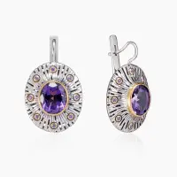 Серебряные серьги с аметистами «Сумеречный покров» Серебряные серьги с аметистами «Сумеречный покров»
