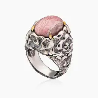 Кольцо из серебра с камнем родохрозит