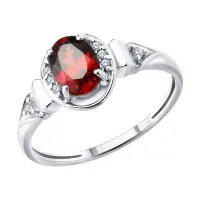 Кольцо из серебра с фианитами и гранатом Кольцо из серебра с фианитами и гранатом