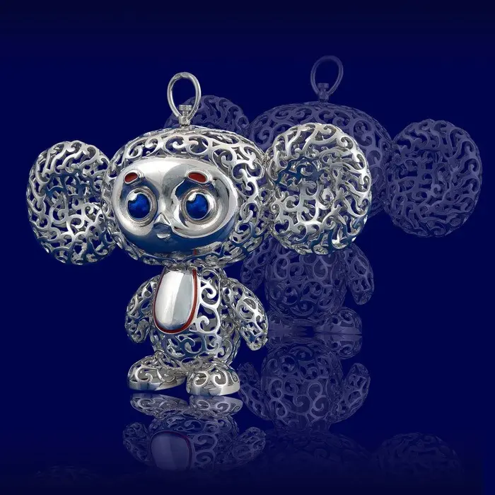 Елочная игрушка из серебра «Ушастик»