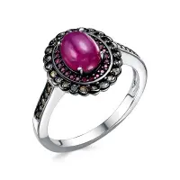 Кольцо из серебра с рубином и цветными сапфирами Кольцо из серебра с рубином и цветными сапфирами