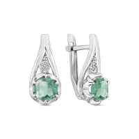 Серьги из серебра с празиолитом и фионитами Серьги из серебра с празиолитом и фионитами