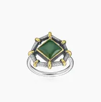 Серебряное кольцо «Тетра» с нефритом