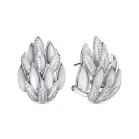 Серьги из серебра 925 пробы с фианитами и перламутром