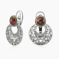Серьги с гранатом из серебра