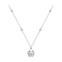 Колье из серебра с фианитами и эмалью «Зайка»