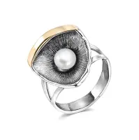 Серебряное кольцо с жемчугом и золотом