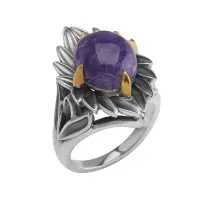 Кольцо из серебра с чароитом в позолоте