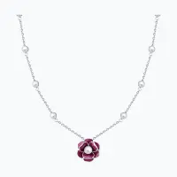 Колье из серебра с эмалью и жемчугом «Цветок»