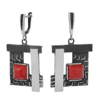 Серьги из серебра с кораллом