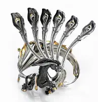 Серебряный набор «Конек-Горбунок» подставка и 6 чайных ложек Серебряный набор «Конек-Горбунок» подставка и 6 чайных ложек