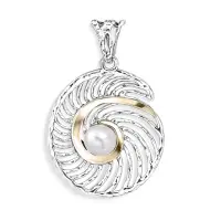 Серебряный кулон с золотом и жемчугом Серебряный кулон с золотом и жемчугом