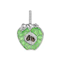 Серебряная подвеска с эмалью, раух-топазом и фианитами «Яблоко»