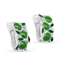 Серебряные серьги «Яблоко» с бриллиантами