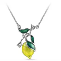 Колье из серебра «Санторини Лимон» с бриллиантом