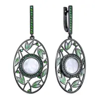 Серьги из серебра с перламутром и фианитами «Ноктюрн» Серьги из серебра с перламутром и фианитами «Ноктюрн»