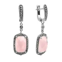 Серебряные серьги Alexandre Vassiliev с розовым кварцем и марказитами Swarovski Серебряные серьги Alexandre Vassiliev с розовым кварцем и марказитами Swarovski