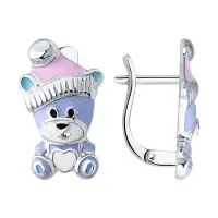 Серьги из серебра с эмалью «Мишка» Серьги из серебра с эмалью «Мишка»