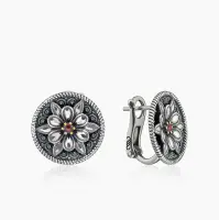 Серьги с гранатом из серебра Серьги с гранатом из серебра