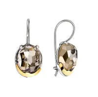 Серебряные серьги золото и раухтопаз Серебряные серьги золото и раухтопаз