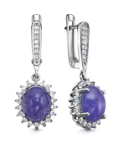 Серьги из серебра 925 пробы с танзанитами и топазами