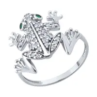 Кольцо из серебра с фианитами «Лягушка» Кольцо из серебра с фианитами «Лягушка»