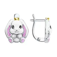 Серьги из серебра с эмалью «Зайка» Серьги из серебра с эмалью «Зайка»