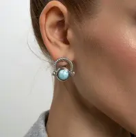 Серебряные серьги с ларимаром Серебряные серьги с ларимаром