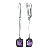 Серьги из серебра с аметистом и шпинелью Серьги из серебра с аметистом и шпинелью