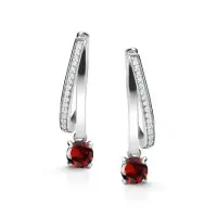 Серьги из серебра с гранатом и фианитами