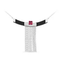 Колье из серебра с деревом, корундом и фианитами