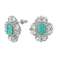 Серебряные серьги с фианитом и ситаллом