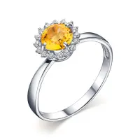 Серебряное кольцо с цитрином и фианитами