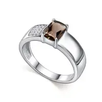 Кольцо из серебра с раухтопазом и фианитами