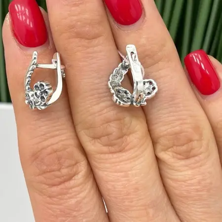 Серебряные серьги «Незабудки»