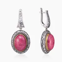 Серьги из серебра с тулитом Серьги из серебра с тулитом