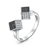 Серебряное кольцо с фианитами «Кубики»