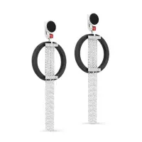 Серьги из серебра с деревом, корундом и фианитами Серьги из серебра с деревом, корундом и фианитами