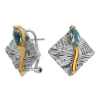 Серьги из серебра с топазом и позолотой