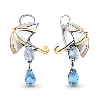 Серебряные серьги с топазами «Зонтик»