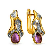 Серьги из серебра с аметистом в позолоте Серьги из серебра с аметистом в позолоте