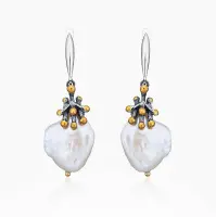 Серьги из серебра с камнем жемчуг барокко