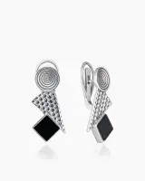 Серьги из серебра с камнем оникс
